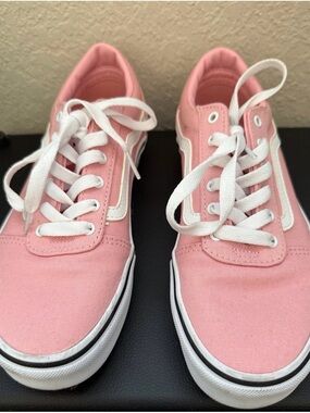 Vans Pink Canvas Low-Top Sneakers with White Accents
